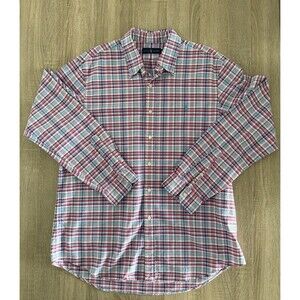 Ralph Lauren Shirt XL Red White Blue Colorblock Stripes Button Down Long Sleeve